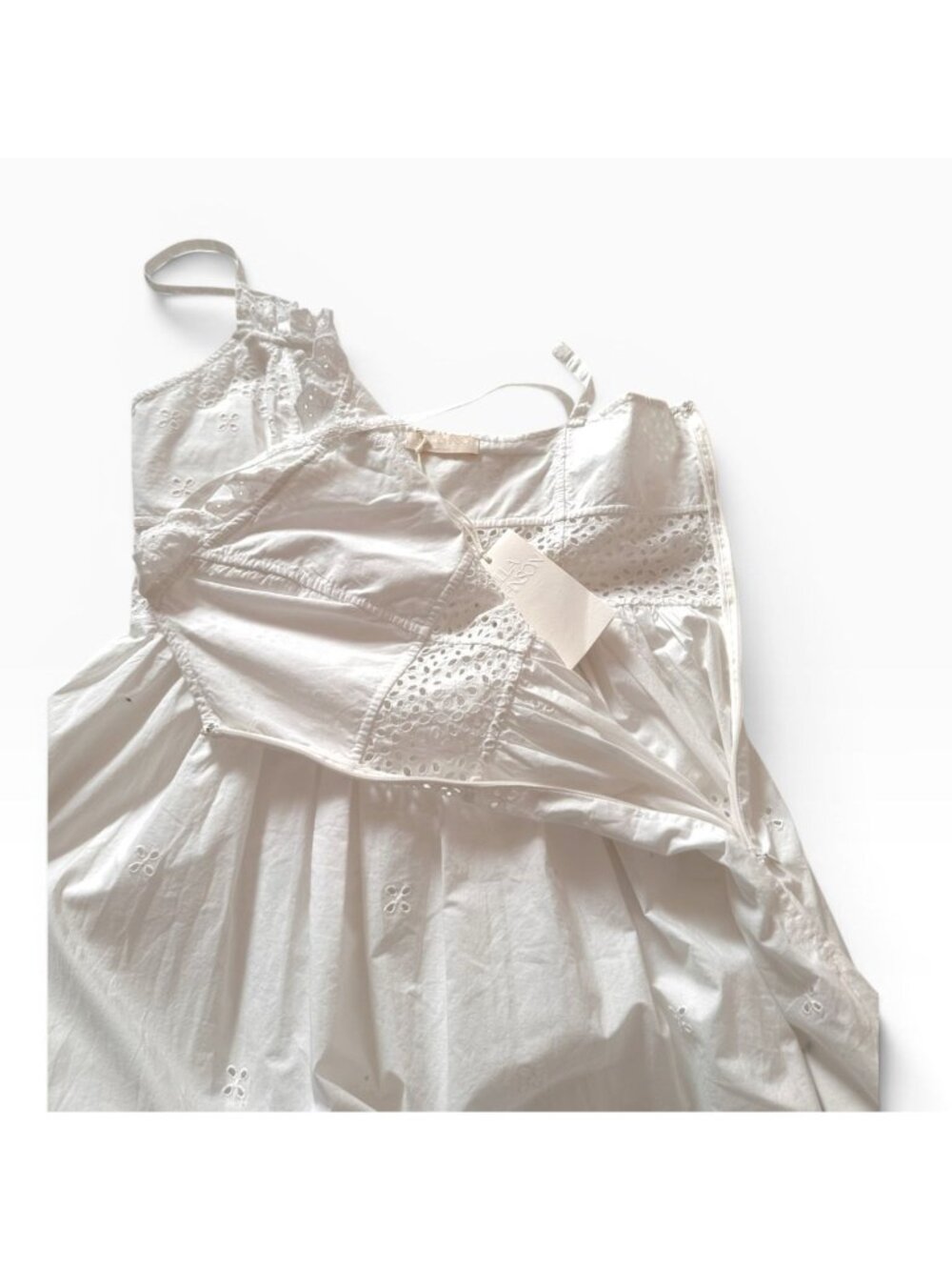 ULLA JOHNSON Celestia Broderie Anglaise Cotton Midi Dress, Sz12, Cowrie, NWT - Picture 12 of 16